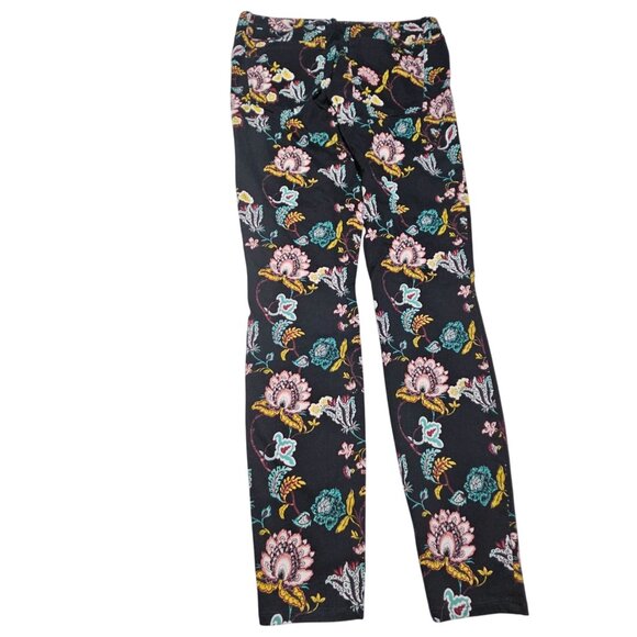 Loft Outlet Floral Print Black Skinny Legging Jeans Womens Size 8 Denim Pants - Picture 2 of 6